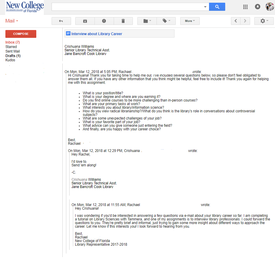 who wants to know?? / interviewed by a MLIS&nbsp;prospie